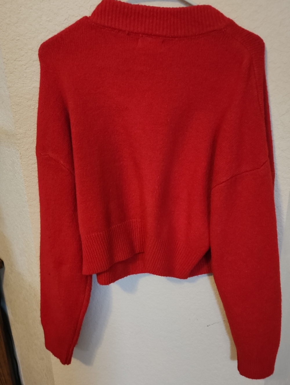 Red Button Up Sweater - Picture 6 of 7